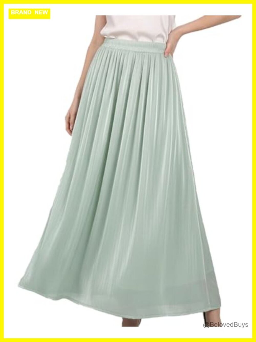 Tulle Maxi Skirt Elastic High Waist Flowy Full Skirt Shiny Shimmer